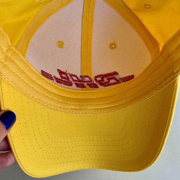 EUC | Yellow Baseball Cap With Red Embroidered D H L Logo - Picture 7 of 7
